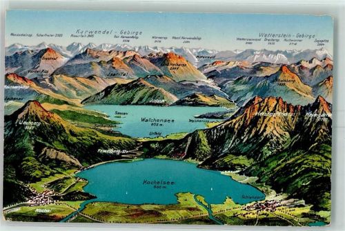 Walchensee Panoramakarte Kochelsee Verlag Ottmar Zieher