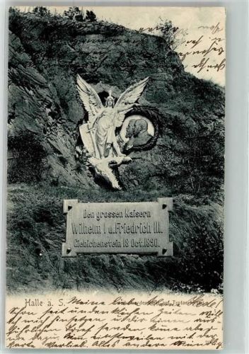 Halle 1903 Denkmal Wilhelm I. Friedrich III. Burg Giebichenstein