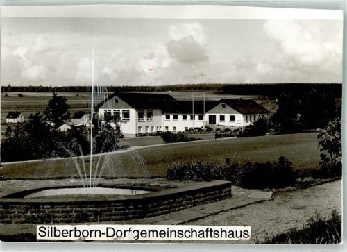 Silberborn Brunnen mit Dorfgemeinschaftshaus Foto Original aus Archiv eines Ansichtskartenverlages