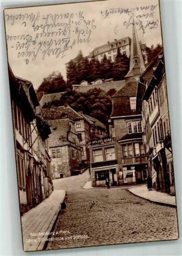 Blankenburg 1927 Tränkestraße mit Bergkirche St. Bartholomäus und Schloss Verlag Trinks & Co. Nr. 4