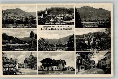 Lenggries Pfarrkirche St. Jakobus Geigerstein Bahnhof Postamt Schloss Hohenburg Hauptstraße