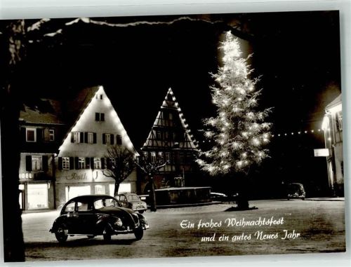 Nürtingen Winter Weihnachtsbaum VW Käfer Nacht