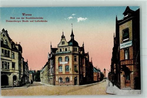 Worms Blick von der Brunhildenbrücke Gasthaus Zum Summser Brauerei Elefantenbräu Donnersberger Strasse Lutherkirche