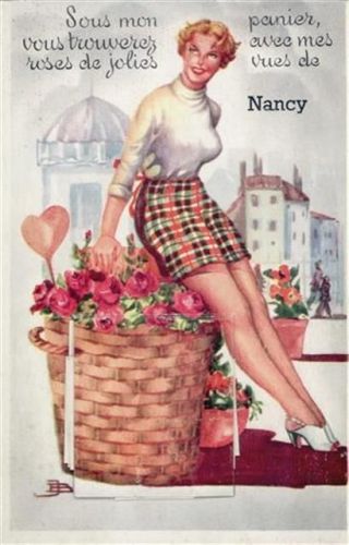 Nancy Nancy (Frankreich) Leporello Korb, Dame, signiert J. B. I-