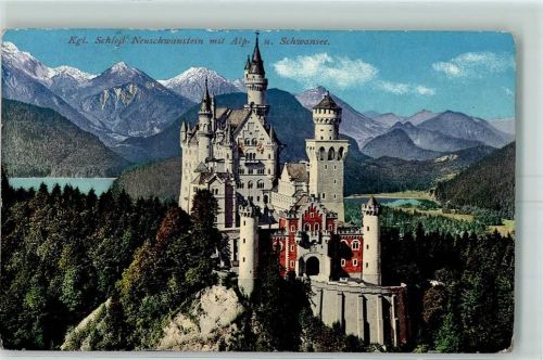 Neuschwanstein Schloss mit Alp und Schwansee