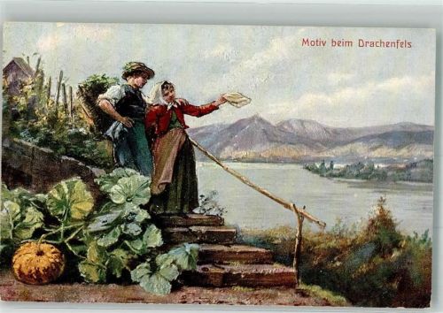 Drachenfels Landwirte bei der Arbeit im Gemüsegarten oberhalb des Rheines T.S.N. Serie 596 No. 5