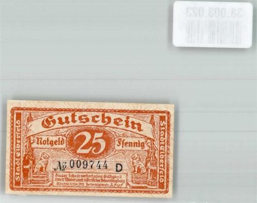 Elberfeld 1919 Gutschein über 25 Pfennig