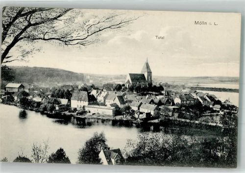 Mölln Panorama des Ortes am Ziegelsee mit St.-Nicolai-Kirche