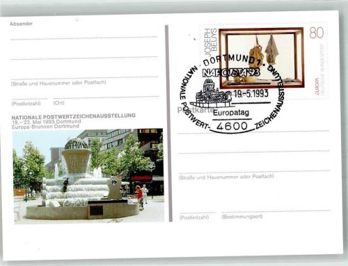 Dortmund 1993 Ausstellung Postwertzeichen 1993 Sonderstempel Europa-Brunnen