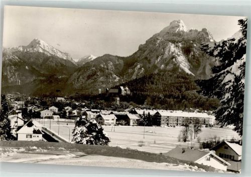 Füssen Panorama des Ortes mit Hohem Schloss und Kirche St. Mang Fotograf Arnold