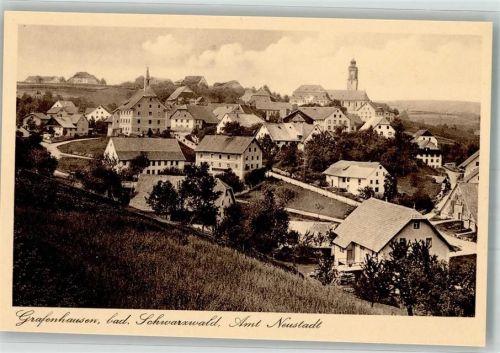 Grafenhausen Panorama des Ortes mit Rathaus und Pfarrkirche St. Fides