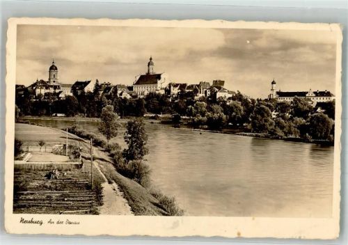 Neuburg 1941 Panorama des Ortes mit Hofkirche Mariä Himmelfahrt und Schloss Neuburg Feldpost WK II Inf.-Ers.-Batl. 423