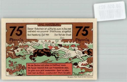 Bad Harzburg 1921 75 Pfennig Zentauren