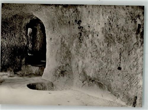 Holzhausen-Externsteine Die Externsteine Grotte mit der Eintiefung in Fels 1 Fotograf Karl Hublow Konstanz