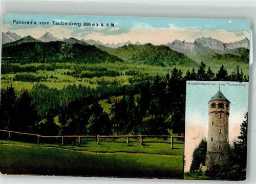 Warngau 1920 Aussichtsturm Taubenberg Hüttenstempel