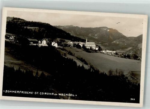 St. Corona 1928 Postablage St. Corona am Wechsel