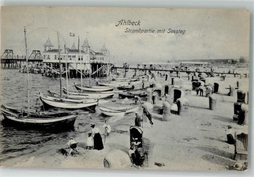 Ahlbeck 1905 Schwimmbad Strand Seesteg