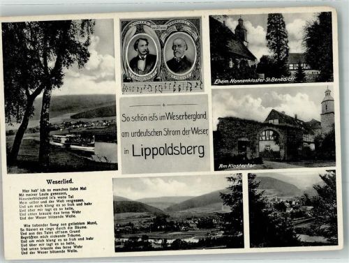 Lippoldsberg Raddampfer Nonnenkloster St. Benedicti Klostertor Text des Weserliedes von Dingelstedt Verlag Thoericht 14563