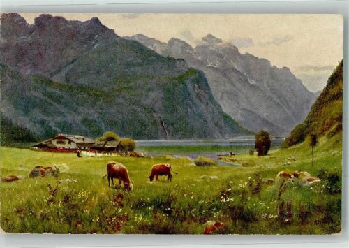 Saletalm sign. Hoffmann Berghütte am Königssee mit Watzmann Verlag Edm. von König Nr. 75 Hüttenstempel