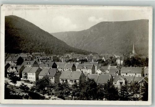 Thale 1926 Panorama des Ortes mit St. Petri Kirche Bahnpost Magdeburg-Thale