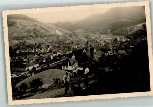 Alpirsbach 1933 Panorama des Ortes mit der Klosterkirche Ort lt. Stempel