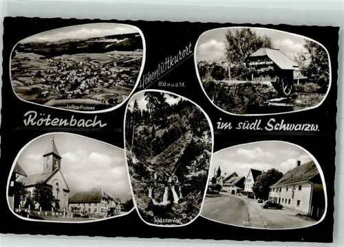 Rötenbach Fliegeraufnahme des Ortes Wassermühle Hauptstraße Wasserfall Pfarrkirche St. Leodegar
