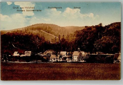 Holzhau 1913 Posthilfstelle Gasthaus Richter Schule