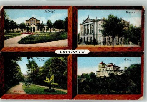 Göttingen 1917 Bahnhof Theater Kaiserallee Gasthaus Rohns Verlag Zieher, Ottmar 9274 Feldpost WK I