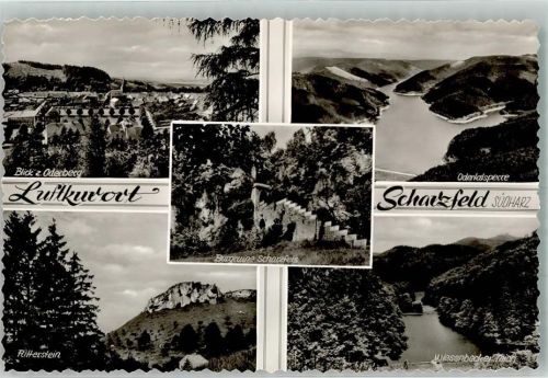 Scharzfeld Panorama des Ortes Ritterstein Ruine Scharzfeld Odertalsperre Wiesenbeker Teich