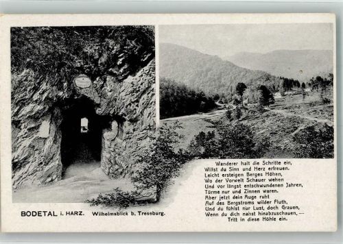 Treseburg Bodetal mit dem Wilhelmsblick und Heimatgedicht Verlag Louis Glaser 2364