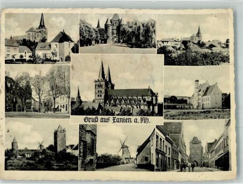 Xanten 1955 Windmühle Kirche
