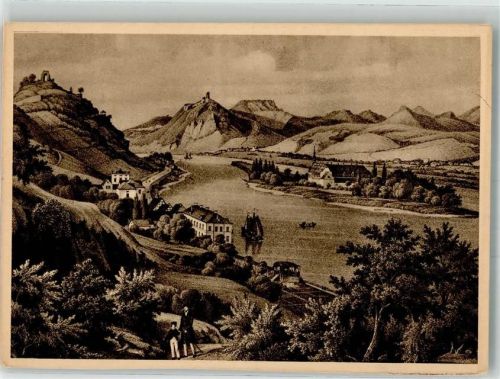 Rolandseck Schloss Burg Drachenfels N0nnenwerth AK nach Lithographie