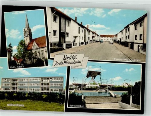 Brühl Kath. Kirche Richard-Wagner-Straße Schiller-Schule Schwimmbad