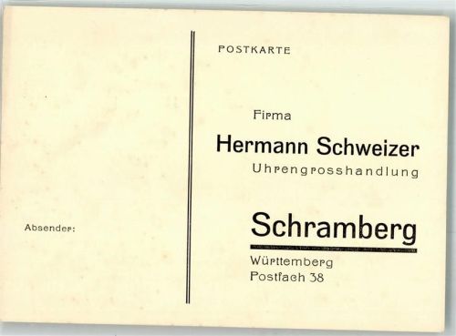 Schramberg Uhrengross- Handlung H. Schweizer Geschäftskorrespondenz