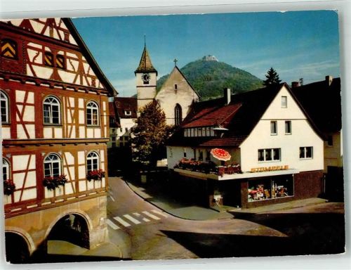 72639 W7442 Neuffen 1979 Foto AK Kirche Rathaus Burg Hohenneuffen