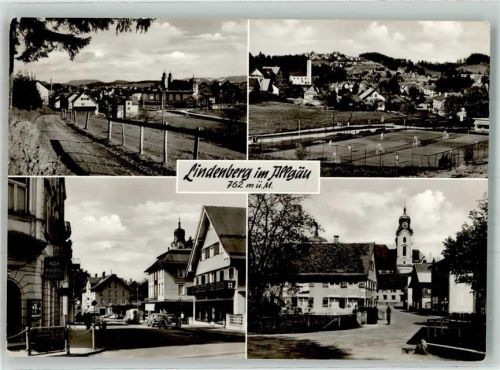 Lindenberg Panorama des Ortes mit St. Peter und Paul Kirche Tennis