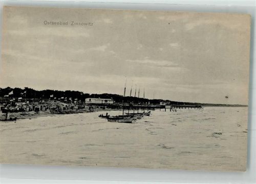Zinnowitz Strand mit Badeanstalt und Seebrücken Verlag Julius Simonsen No. 7126