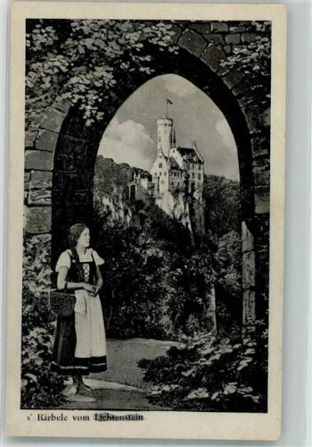 Lichtenstein 1943 Tracht s´Bärbele Schloss Lichtenstein Feldpost WK II