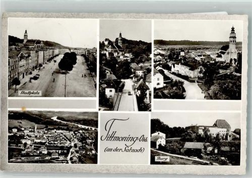 Tittmoning Panorama der Stadt mit St. Laurentius Kirche Stadtplatz Burg