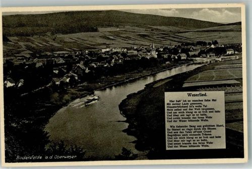 Bodenfelde Panorama des Ortes an der Weser mit der Christuskirche und Text des Weserliedes Verlag Thoericht 13936