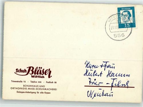 Wittlich 1964 Handlung Schuhaus Bläser Geschäftskorrespndenz