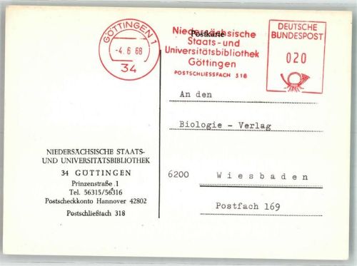 Göttingen Niedersächsische Staats- und Universitätsbibliothek Prinzenstraße 1 Geschäftskorrespondenz