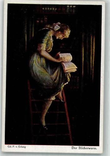 sign. von Erlang Der Bücherwurm Noris-Kunstverlag Nr. 421