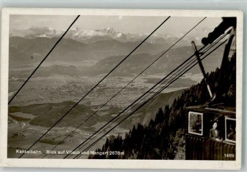 Annenheim 1943 Seilbahn Kanzelbahn Blick auf Villach