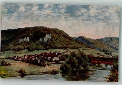 Beuron sign. Hummel Kloster und Holzbrücke Serie II Blatt 8