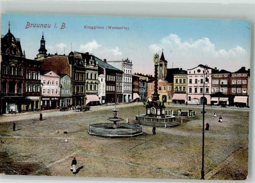 Broumov 1913 Ringplatz Denkmal Säule