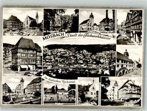 Mosbach Marktplatz Palm'sches Haus Stadtgarten Marktbrunnen Hauptstraße Schwimmbad Schlösschen Rathaus