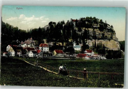 Kurort Oybin 1911 Panorama des Ortes mit Ev. Kirche und Berg Oybin Fotograf Wagner