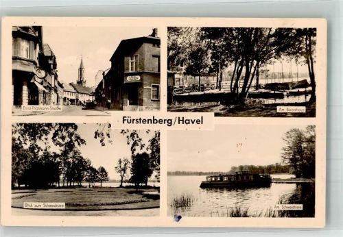 Fürstenberg Ernst-Thälmann-Straße Schwedtsee Bootshaus Fahrgastschiff Fotograf Müller VEB Bild und Heimat