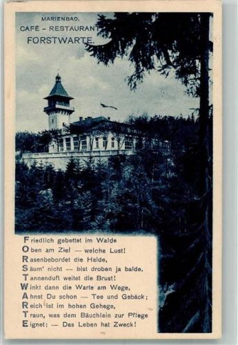 Marianske Lazne 1931 Cafe Gasthaus Forstwarte